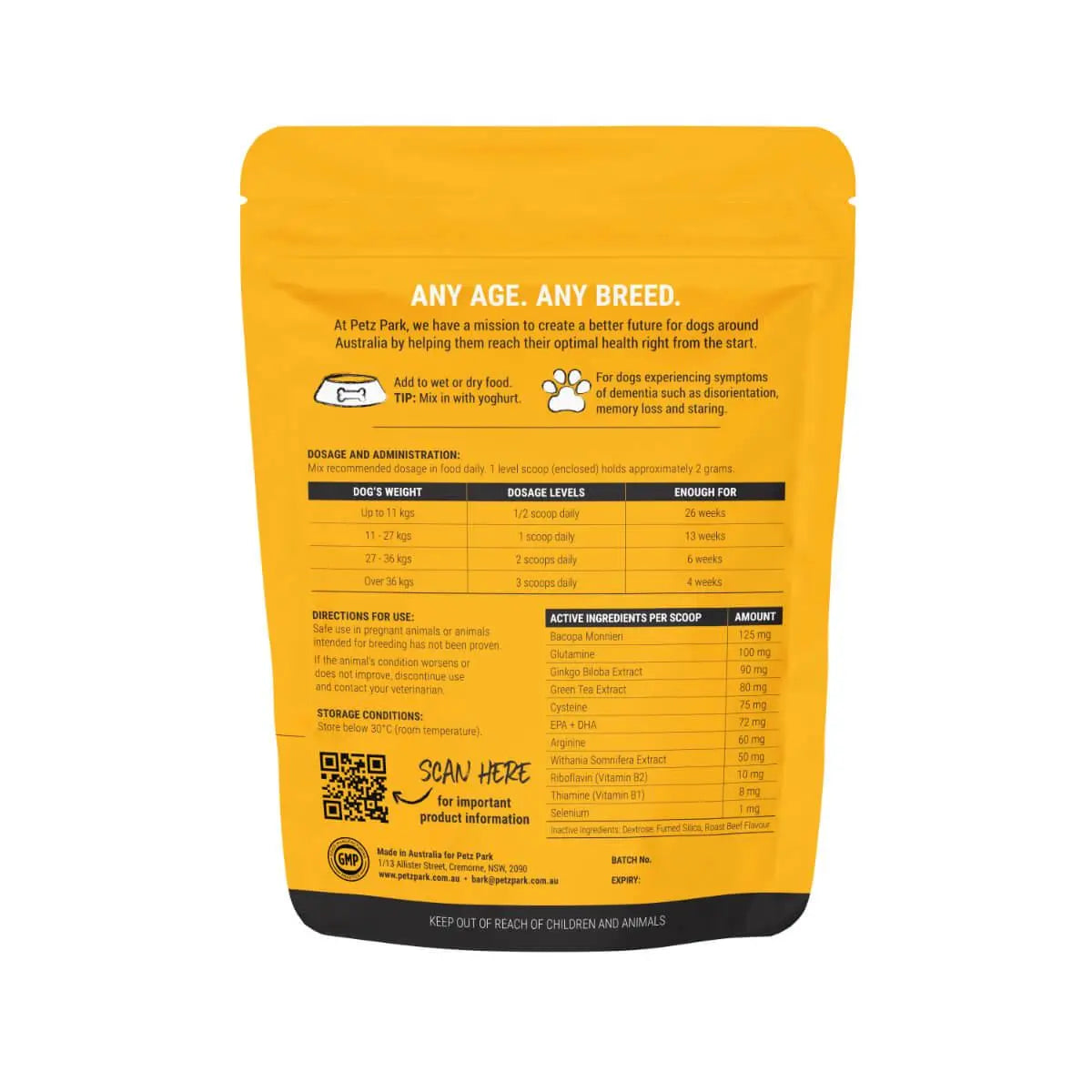 Petz Park Brain Support for Dogs