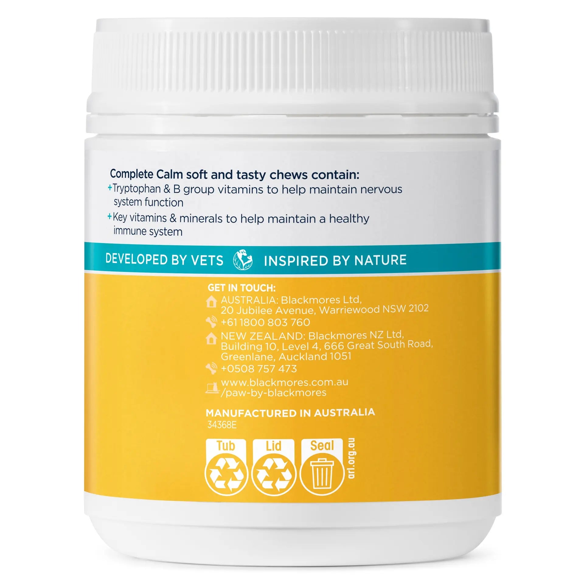 PAW by Blackmores Complete Calm Multivitamins for Dogs | Helps Alleviate Signs of Stress & Anxiety |60 Chews