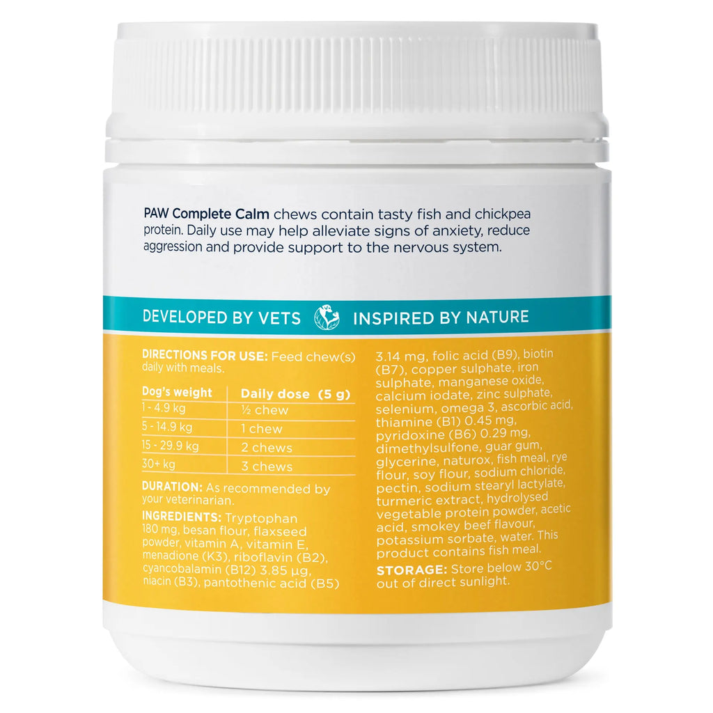 PAW by Blackmores Complete Calm Multivitamins for Dogs | Helps Alleviate Signs of Stress & Anxiety |60 Chews