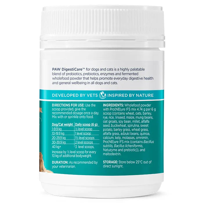 PAW by Blackmores Digesticare™ Probiotic Powder for Dogs and Cats | Supports Dog or Cat’s Gut Health |143g