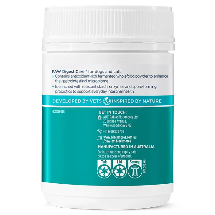 PAW by Blackmores Digesticare™ Probiotic Powder for Dogs and Cats | Supports Dog or Cat’s Gut Health |143g