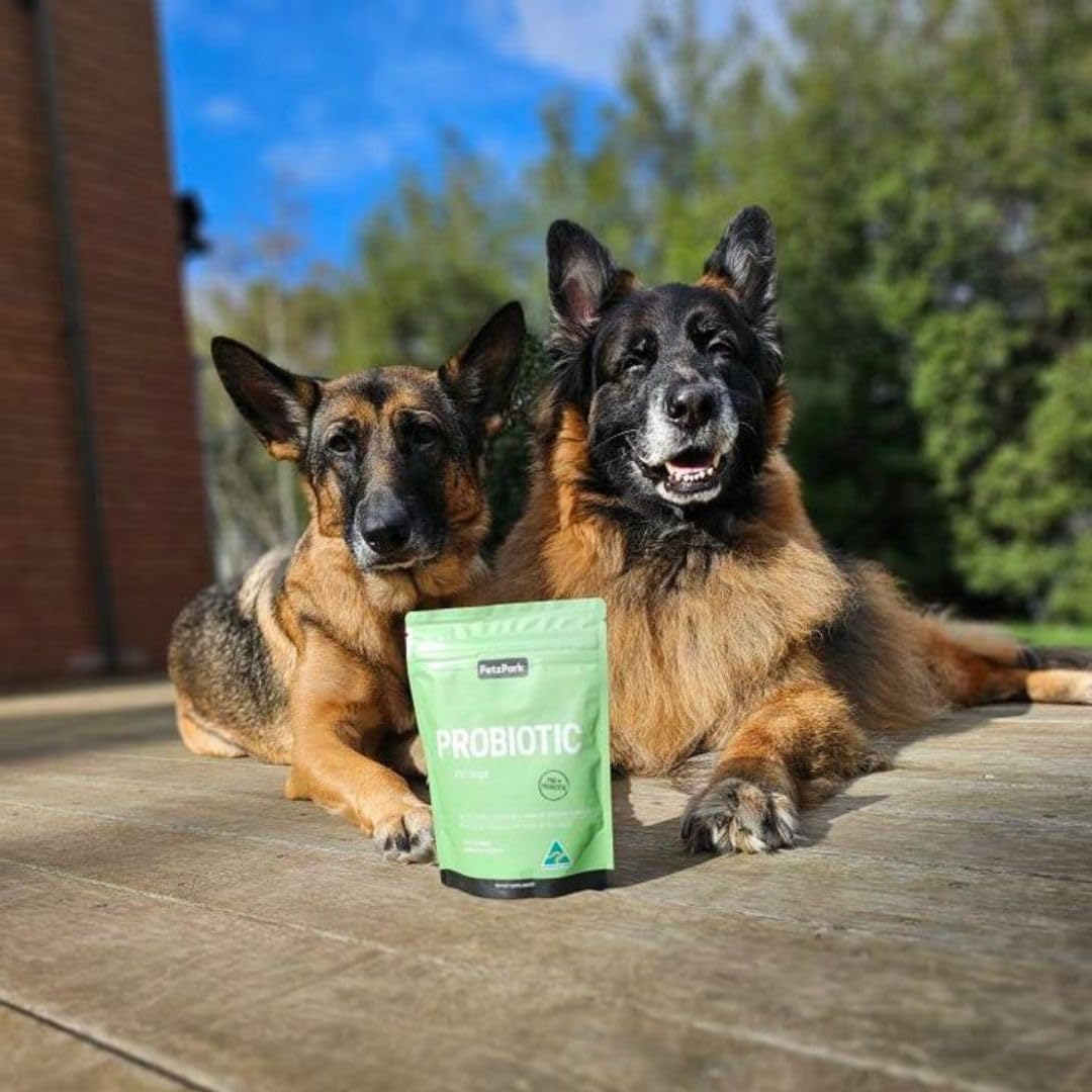 Petz Park Dog Probiotics Powder Grain Free - Paw Licking Yeast Infection Gas Bloating Diarrhoea Constipation Relief - Soothes Allergies Promotes Oral Health - for All Ages & Breeds - 90 Scoops 153g