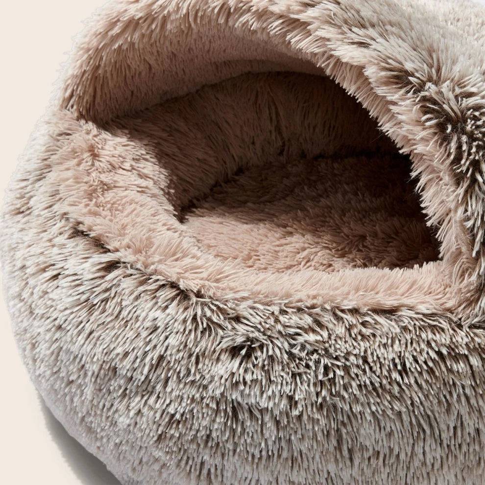 Calming Hoodie Cuddler Dog Bed- Mink - Snooza