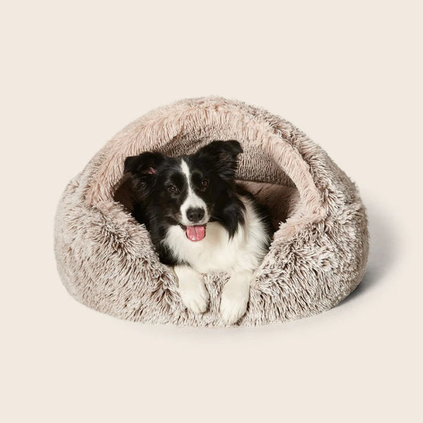Calming Hoodie Cuddler Dog Bed- Mink (S, M, L,) - Snooza