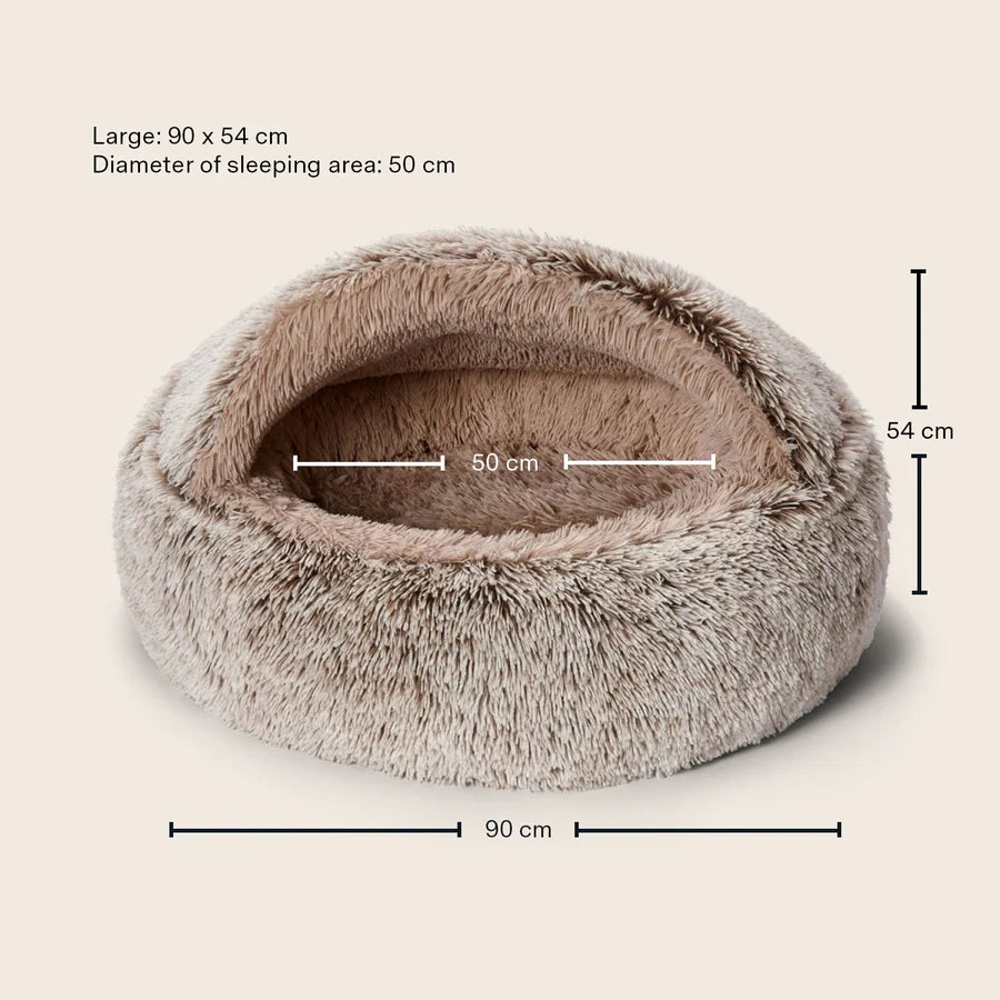 Calming Hoodie Cuddler Dog Bed- Mink - Snooza