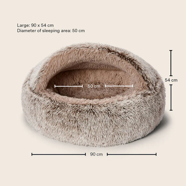 Calming Hoodie Cuddler Dog Bed- Mink (S, M, L,) - Snooza