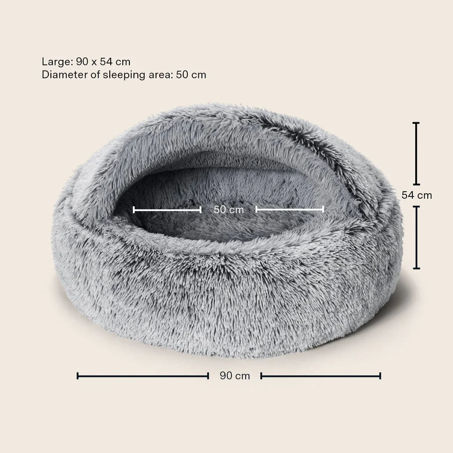 Calming Hoodie Cuddler Dog Bed-Silver Fox - Snooza