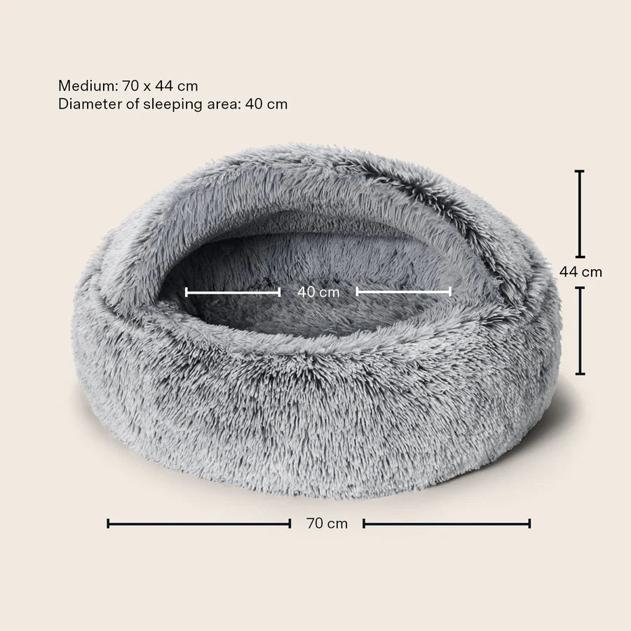 Calming Hoodie Cuddler Dog Bed-Silver Fox - Snooza