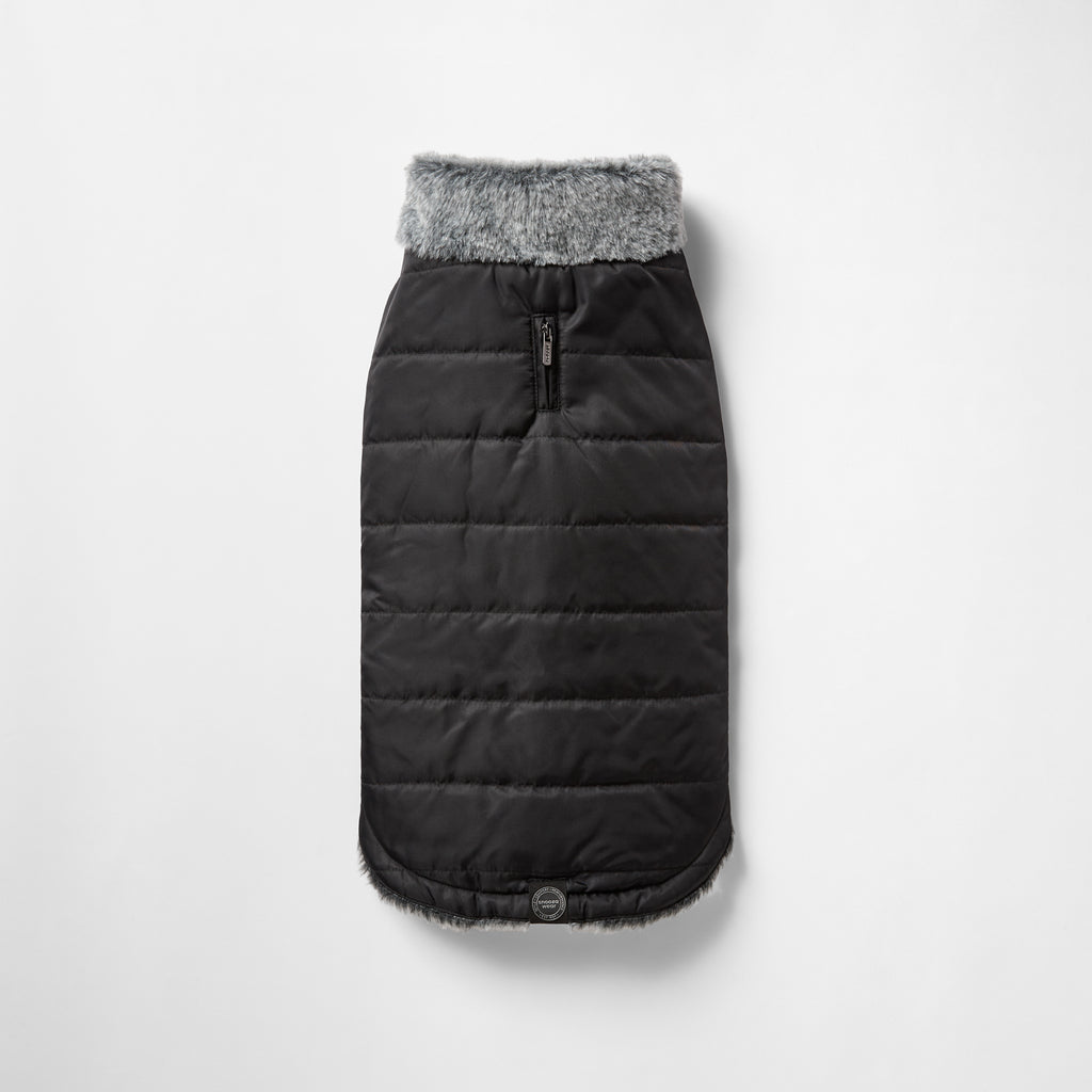Snooza Wear Puffer Coat with Fur Collar in Black