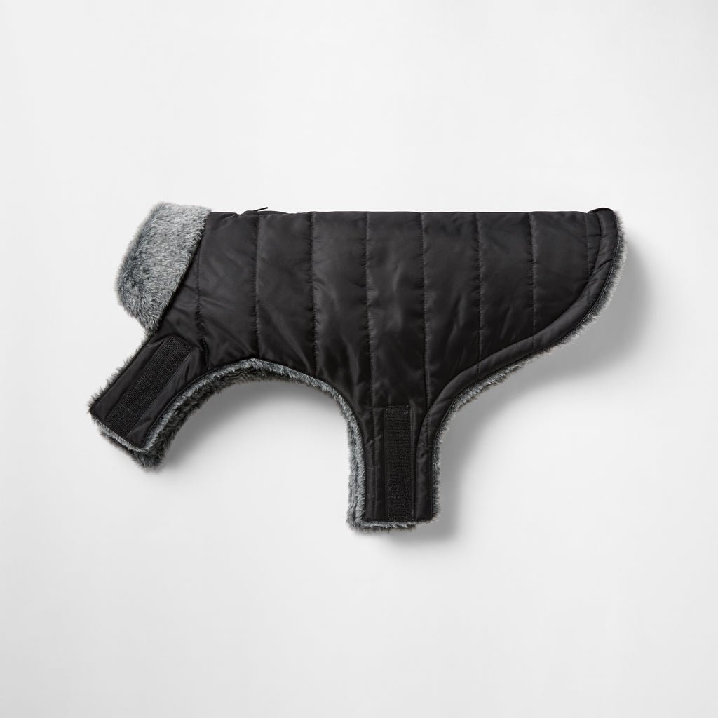 Snooza Wear Puffer Coat with Fur Collar in Black