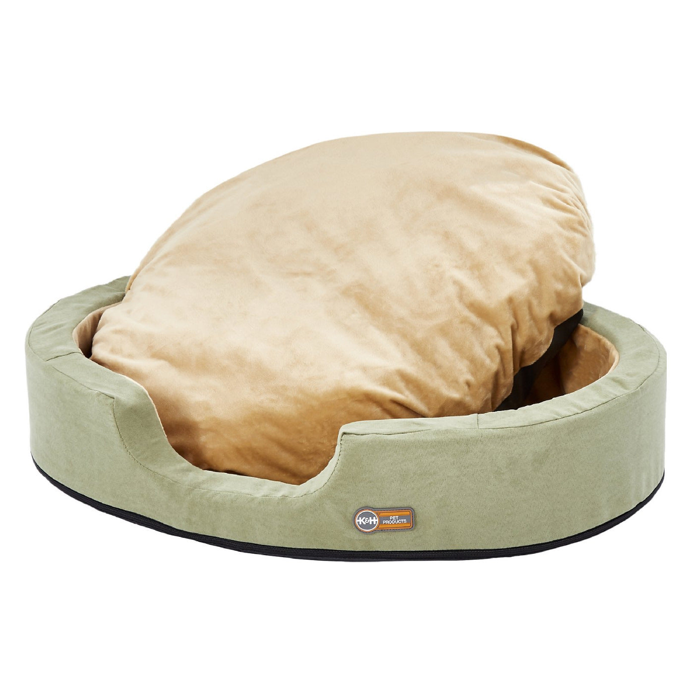 K&H Thermo Snuggler Low-Voltage Heated Pet Bed for Cats & Dogs in Sage Green