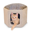 K & H Thermo Heated Kitty Sleep House - Tan/Leopard