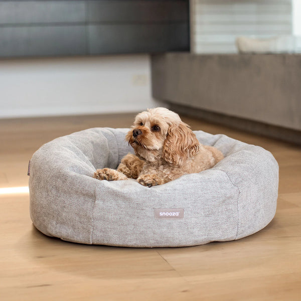 Panelled Cuddler Dog Bed - M,L,XL -Pebble - Snooza