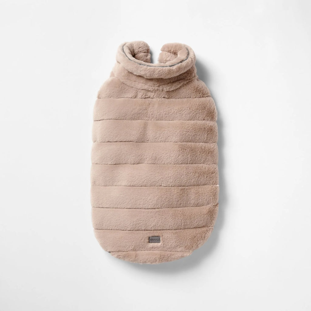 Snooza Wear Cut Fur Fabric Dog Coat Taupe- Medium