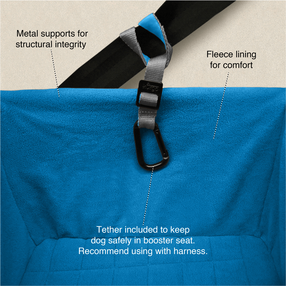 Kurgo Heather Booster Seat - Upto 13.6kg-Charcoal Blue