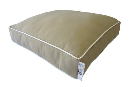 Designer Dog bed light beige white piping Indoor Outdoor fabric